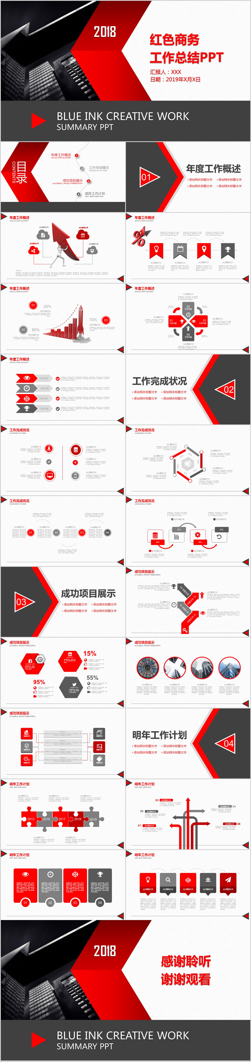 2018大氣紅色商務(wù)工作總結(jié)計劃PPT模板