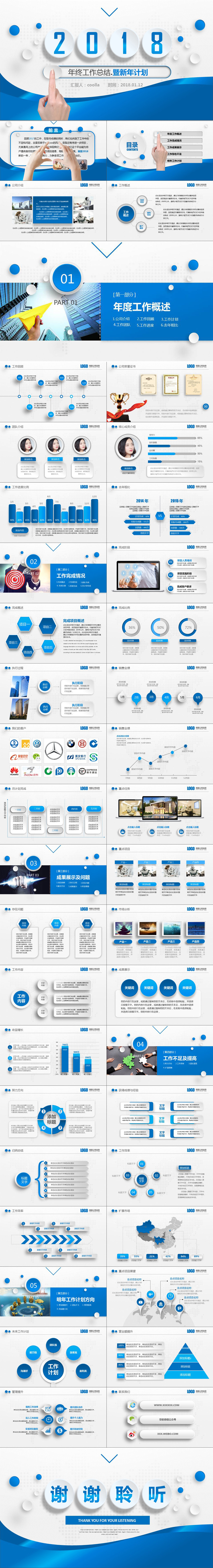 2018藍(lán)色簡(jiǎn)約工作總結(jié)年終總結(jié)PPT