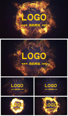 震撼大氣金色粒子爆炸logo片頭動態(tài)PPT模板