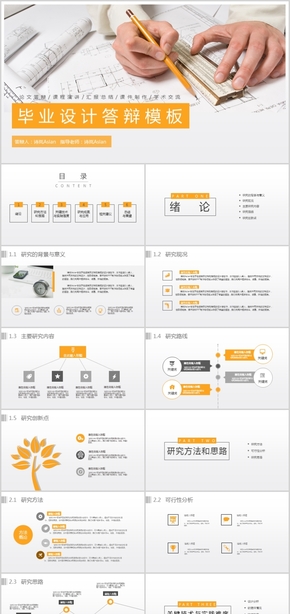 黃色學術(shù)畢業(yè)答辯論文設(shè)計PPT模板