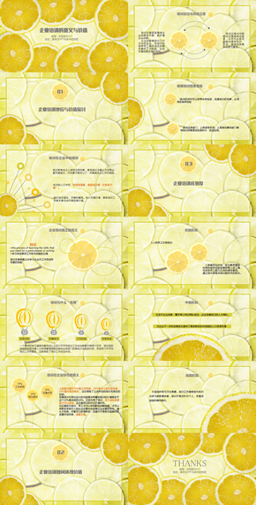 夏天檸檬風格總結 PPT模板