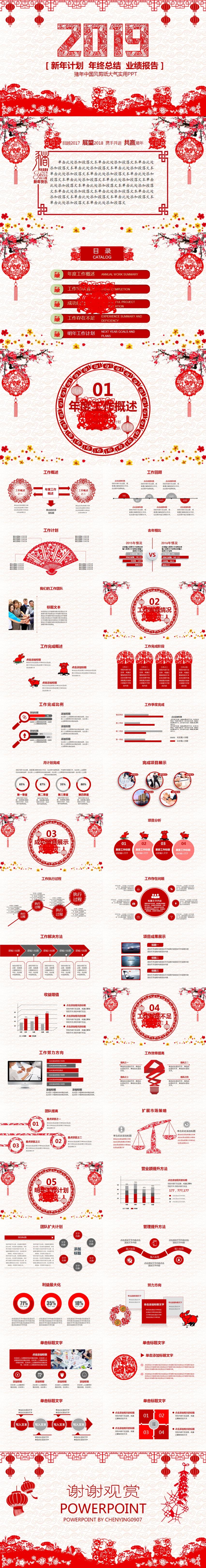 2019豬年年會(huì)企業(yè)年會(huì)豬年大吉剪紙風(fēng)格ppt