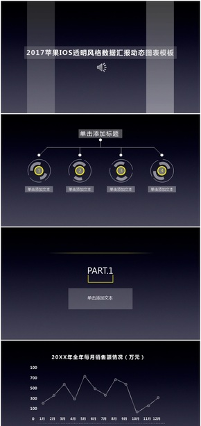 2017蘋果IOS透明風格數據匯報動態(tài)圖表模板