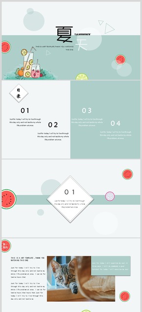 夏日炎炎淡雅清新年終總結(jié)工作匯報課件通用模板