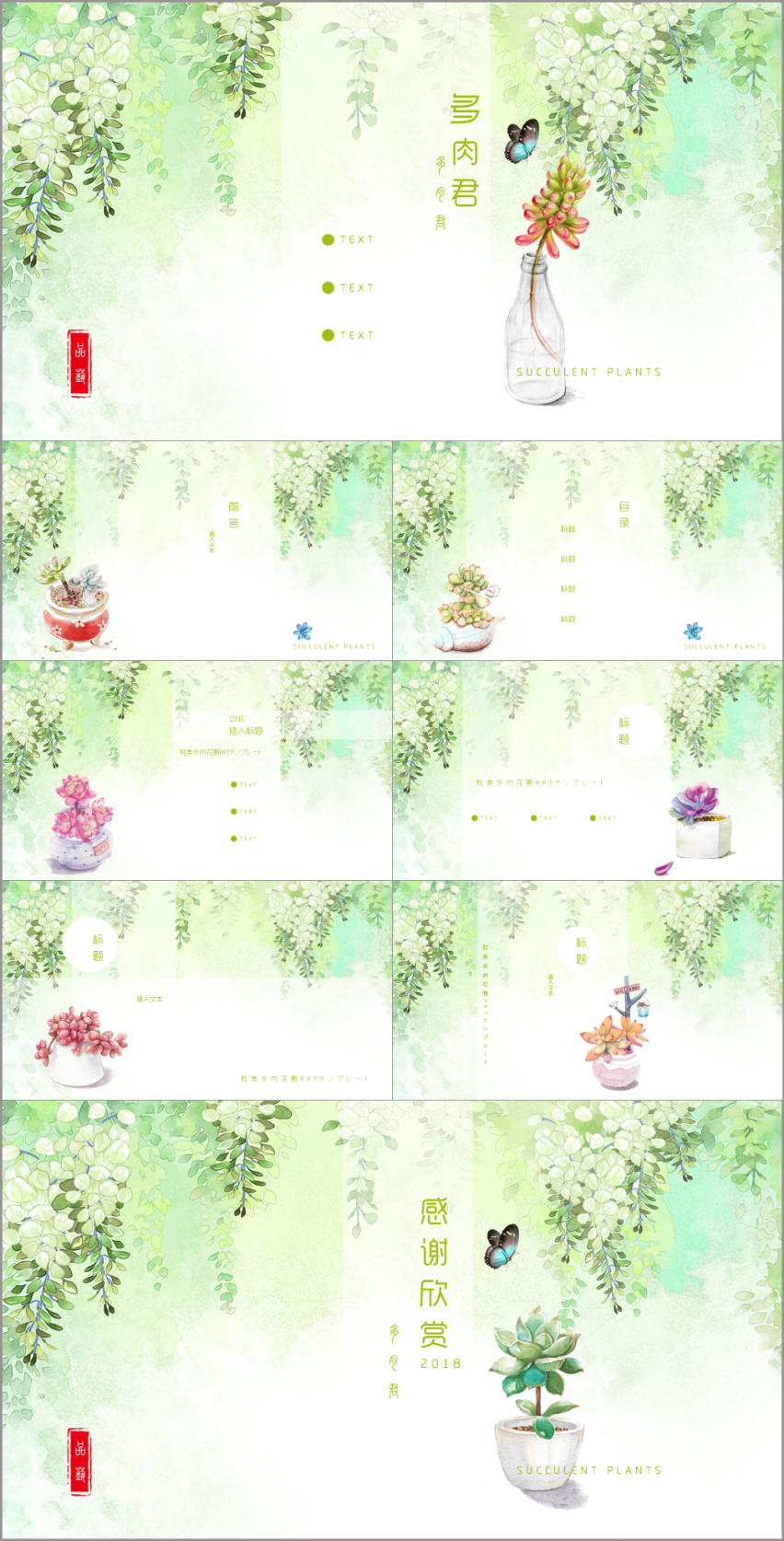 主題框架 -唯美多肉花園PPT模板