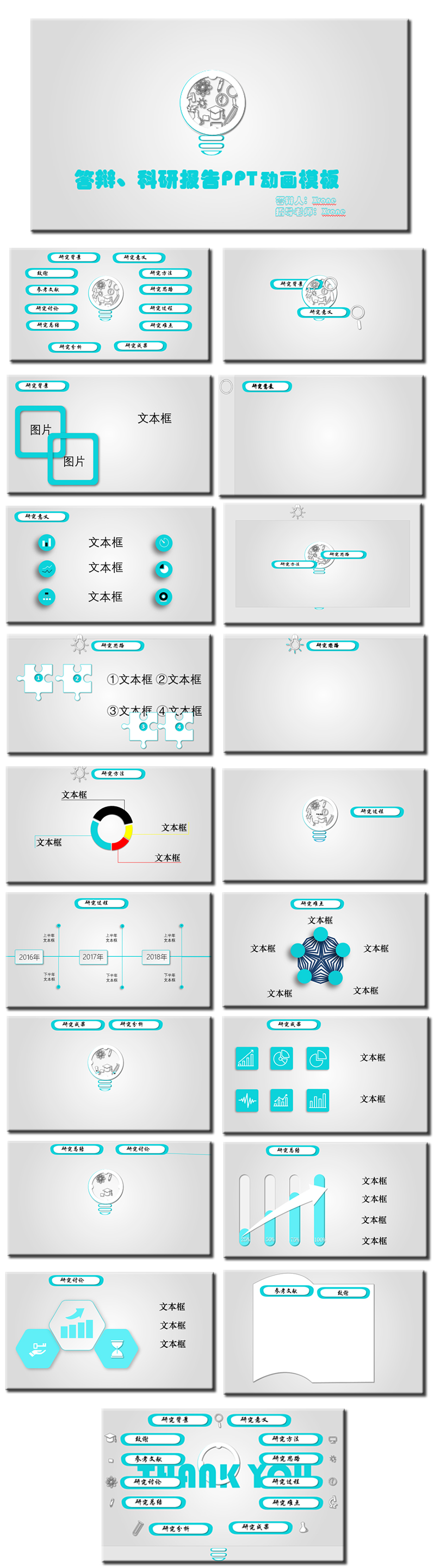 答辯、科研報告PPT動畫模板