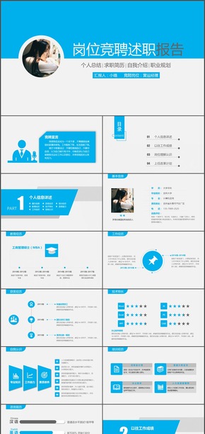 藍色實用型完整框架競聘PPT模板