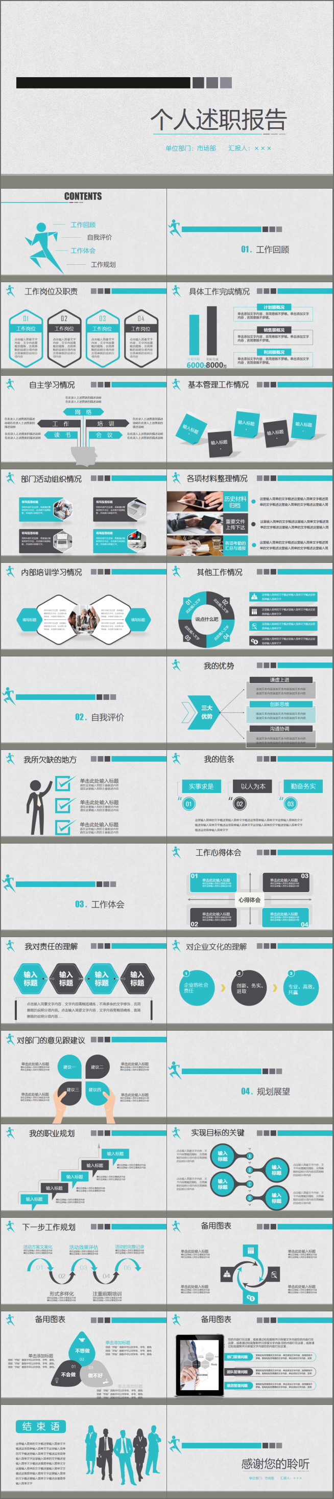 藍(lán)色穩(wěn)重簡(jiǎn)約個(gè)人工作述職報(bào)告總結(jié)PPT