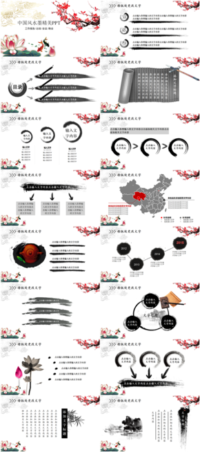 工作報(bào)告總結(jié)會(huì)議晚會(huì)中國(guó)風(fēng)水墨PPT模版