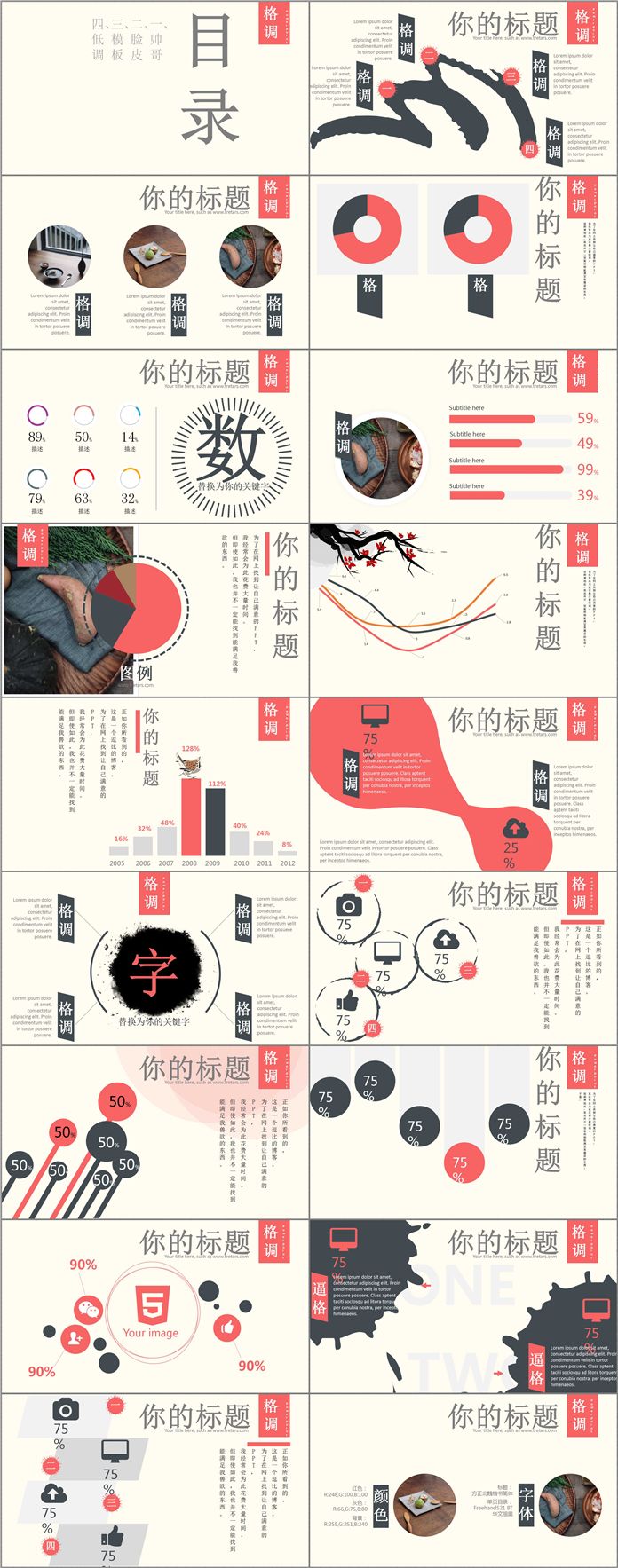 暗色復古簡約工作總結計劃匯報PPT模版