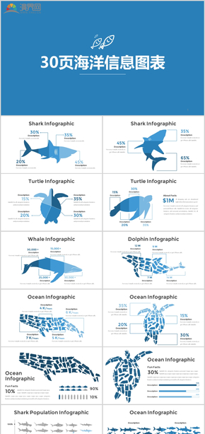 30頁海洋信息圖表商務(wù)圖表數(shù)據(jù)圖表商業(yè)圖表分析藍(lán)色圖表資源營銷數(shù)據(jù)統(tǒng)計(jì)動態(tài)圖表