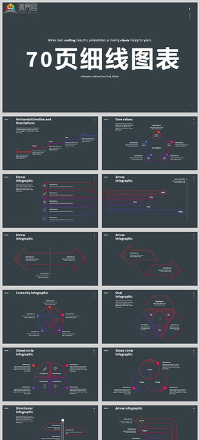 70頁黑色創(chuàng)意細(xì)線圖表炫酷炫彩實用信息化圖表數(shù)據(jù)分析商務(wù)通用圖表PPT
