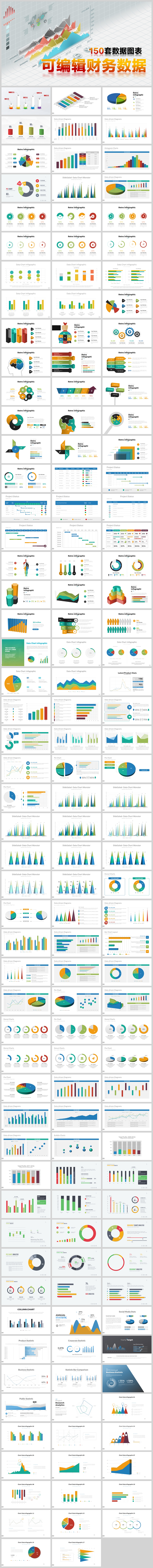 150套PPT圖表立體可編輯數(shù)據(jù)圖表合集