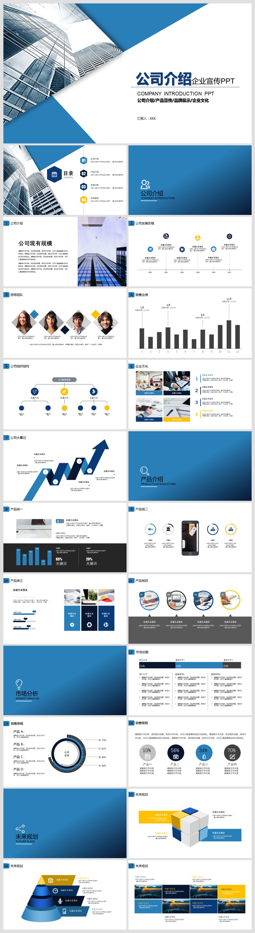 經(jīng)典藍(lán)色公司介紹企業(yè)宣傳商務(wù)通用PPT模板
