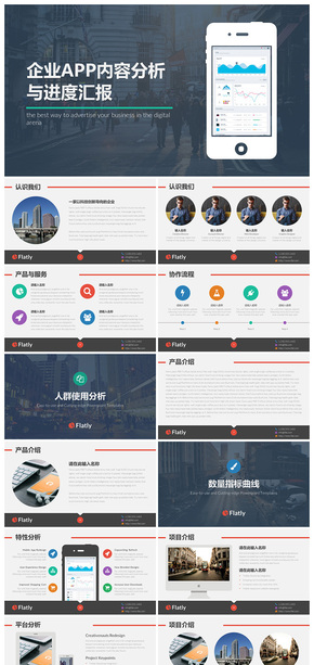 互聯網APP內容分析與進度匯報PPT模板