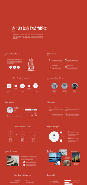 大氣簡約紅色宣傳總結宣傳策劃ppt模板