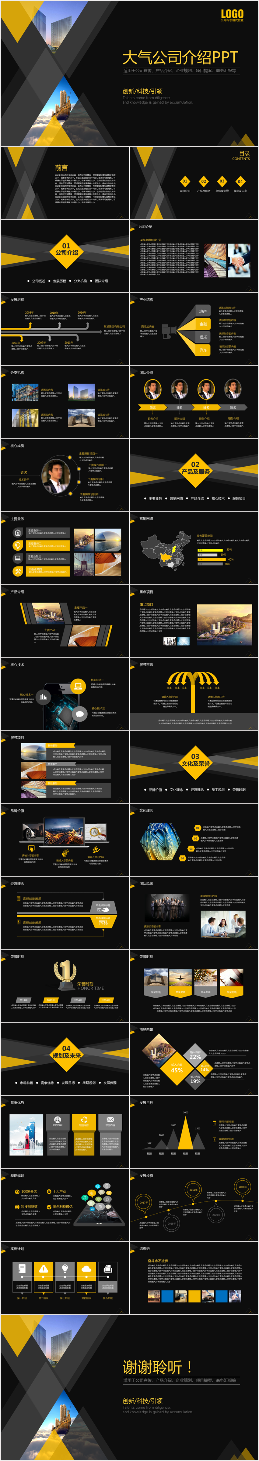 高端黑色大氣公司介紹企業(yè)介紹公司簡介產(chǎn)品宣傳PPT模板