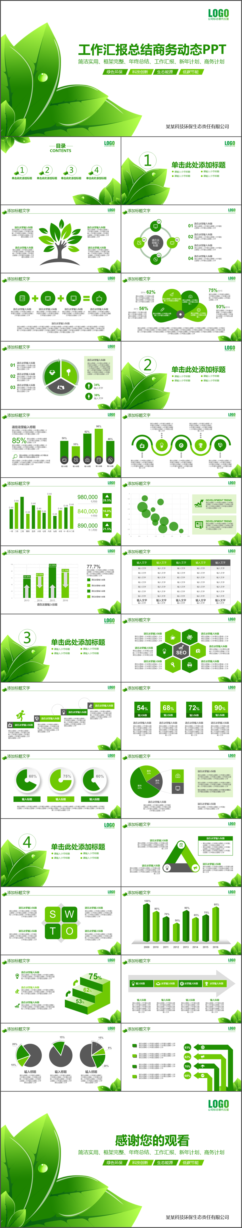 綠色環(huán)保科技工作總結(jié)匯報(bào)工作計(jì)劃商務(wù)動態(tài)PPT模板