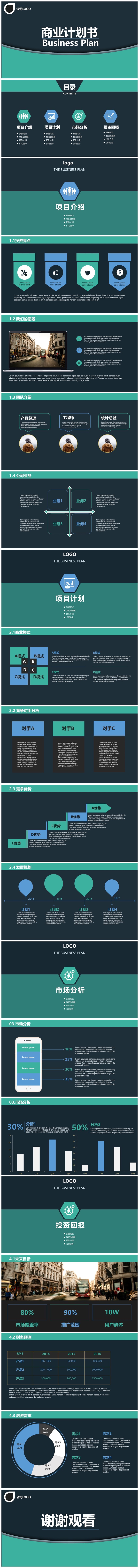 扁平化簡約清晰大氣商業(yè)項目計劃書通用ppt模板