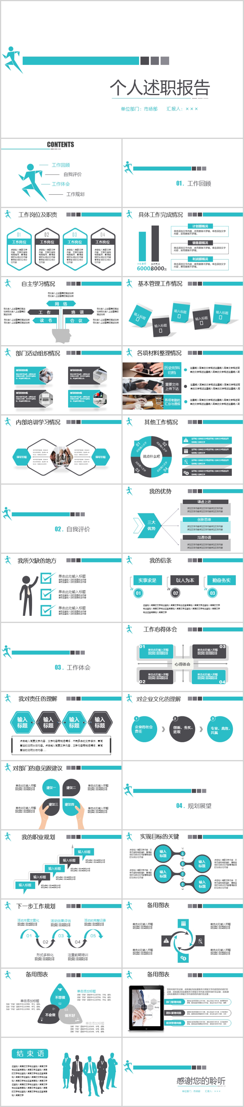 穩(wěn)重簡約個人工作述職報告總結PPT