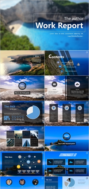 藍(lán)色海洋之心簡約清新休閑年終總結(jié)工作匯報(bào)PPT模版