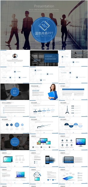 藍色公司介紹總結(jié)商務PPT