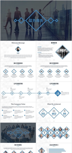 藍(lán)色公司介紹總結(jié)商務(wù)PPT