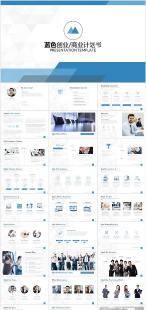 藍色公司介紹總結(jié)商務PPT