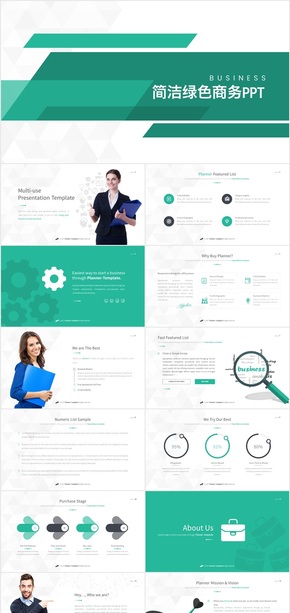 簡潔綠色公司介紹總結(jié)商務(wù)PPT