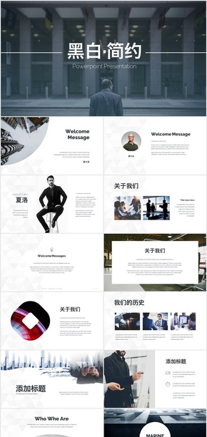 簡約風格公司介紹總結商務PPT模板