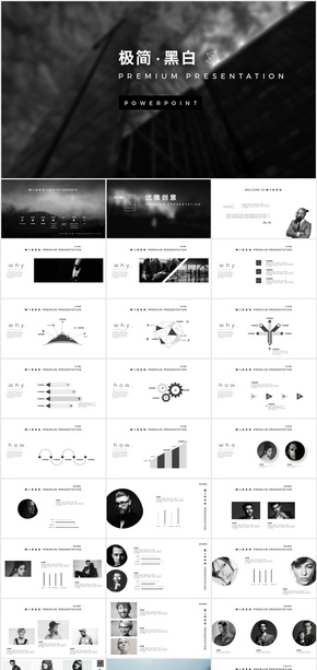 極簡(jiǎn)黑白公司介紹總結(jié)商務(wù)PPT