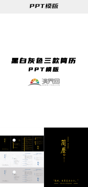 黑白灰色三款簡(jiǎn)歷PPT模版