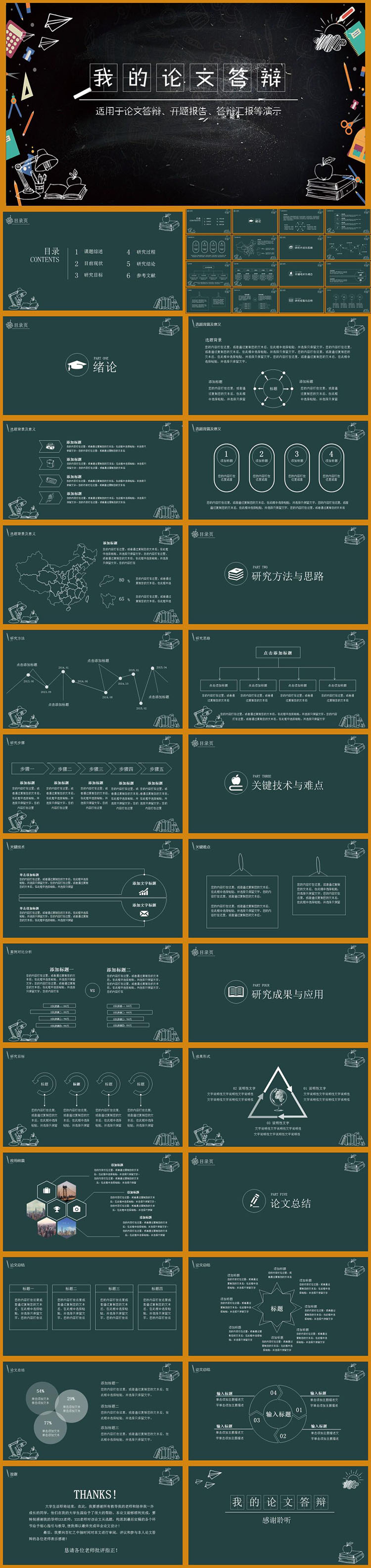 黑板匯報答辯總結(jié)頒獎慶典PPT模板